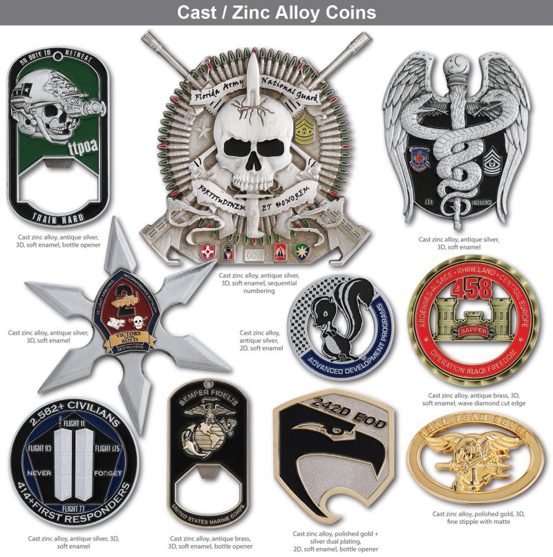 Custom 1 5/8" (1.625") Custom Challenge Coin Double Sided Cast Zinc Alloy - 1